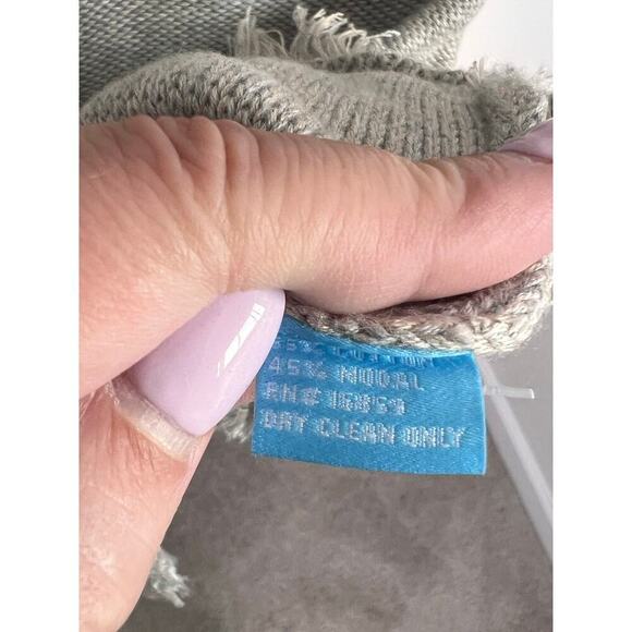 J.McLaughlin Parisse Fringed Button Up Textured Cardigan Sweater Oatmeal Women S - Picture 8 of 10